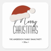 ミニマモダンリストタイポグラフィメリークリスマスパーティー スクエアシール (正面)