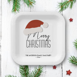 ミニマモダンリストタイポグラフィメリークリスマスパーティー ペーパープレート