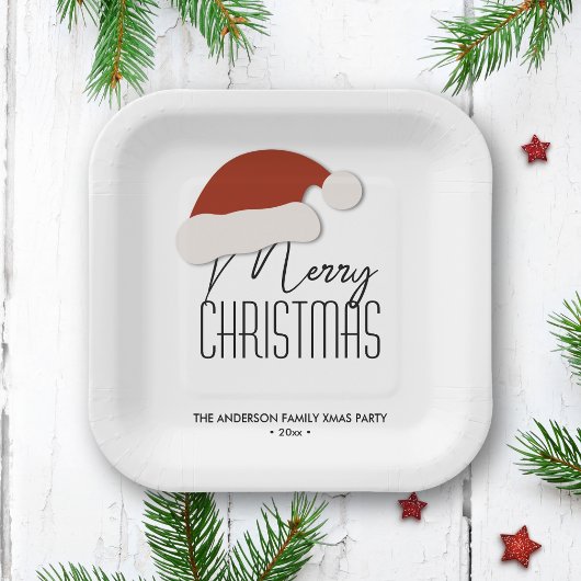 ミニマモダンリストタイポグラフィメリークリスマスパーティー ペーパープレート