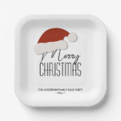 ミニマモダンリストタイポグラフィメリークリスマスパーティー ペーパープレート (正面)