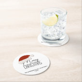 ミニマモダンリストタイポグラフィメリークリスマスパーティー ラウンドペーパーコースター (インサイチュ)