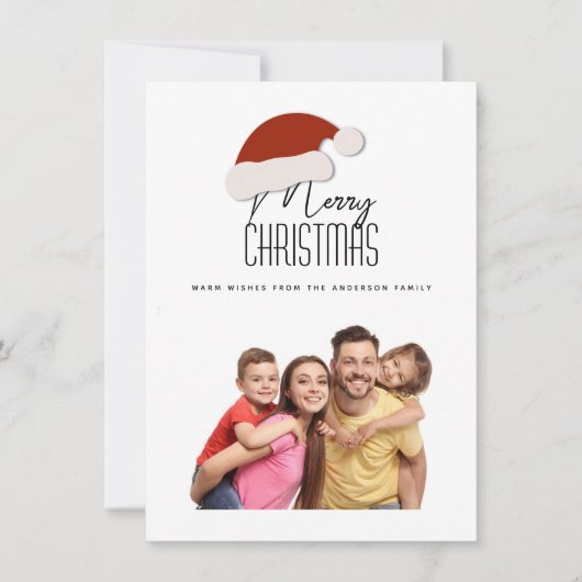 ミニマモダンリストタイポグラフィメリークリスマスフォト シーズンカード (正面)