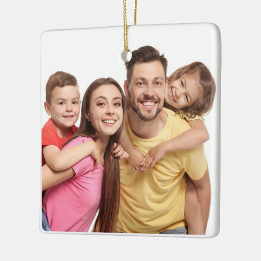 ミニマモダンリストタイポグラフィメリークリスマスフォト セラミックオーナメント (左)