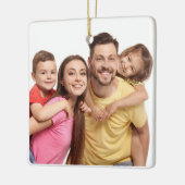 ミニマモダンリストタイポグラフィメリークリスマスフォト セラミックオーナメント (左)