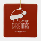 ミニマモダンリストタイポグラフィメリークリスマスフォト セラミックオーナメント (裏面)