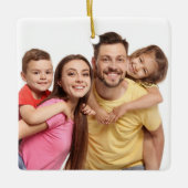 ミニマモダンリストタイポグラフィメリークリスマスフォト セラミックオーナメント (正面)