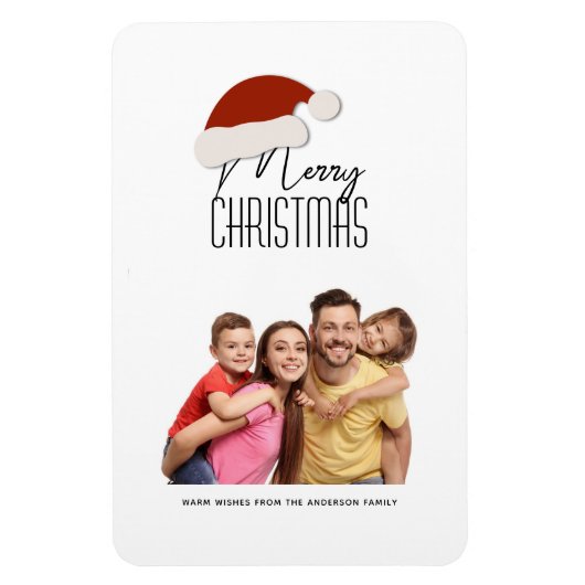 ミニマモダンリストタイポグラフィメリークリスマスフォト マグネット (縦)