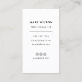 ミニマモダンリストタイポグラフィ写真家QRコード 名刺 (裏面)