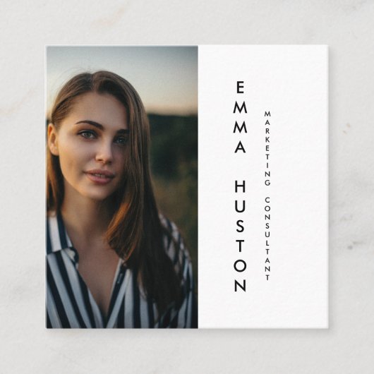 ミニマモダンリストタイポグラフィ写真 スクエア名刺 (正面)