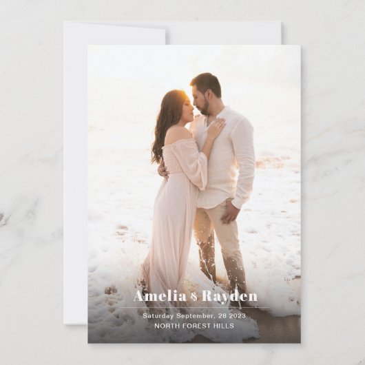 ミニマモダンリストタイポグラフィ写真Qrコード結婚s 招待状 (裏面)