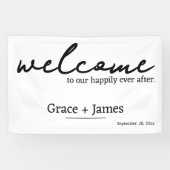 ミニマモダンリストタイポグラフィ歓迎結婚の 横断幕 (横)