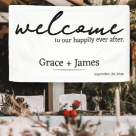 ミニマモダンリストタイポグラフィ歓迎結婚の 横断幕