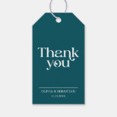 ミニマモダンリストタイポグラフィ深い結婚ティール(緑がかった色) ギフトタグ (正面)