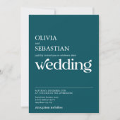 ミニマモダンリストタイポグラフィ深い結婚ティール（緑がかった色） 招待状 (正面)