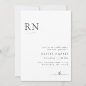 ミニマモダンリストタイポグラフィ看護卒業 招待状 (正面)