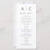 ミニマモダンリストタイポグラフィ結婚式 プログラム (裏面)