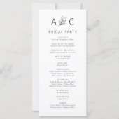 ミニマモダンリストタイポグラフィ結婚式 プログラム (裏面)