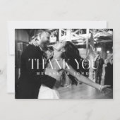 ミニマモダンリストタイポグラフィ結婚白黒 サンキューカード (正面)