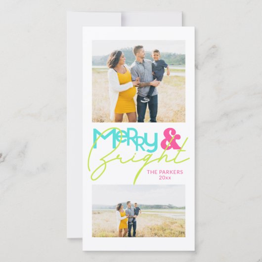 ミニマモダンリストタイポグラフィ2メリー写真明るい 案内状 (正面)