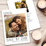 ミニマモダンリストタイポグラフィ2 Photo Save The Date セーブザデート<br><div class="desc">この日付モダンカードを保存するには、2枚の写真のための宇宙を提供するミニマルなデザインを備えている。文字スタイリッシュが白い背景に表示される。文字カスタムの背面には、あなたの詳細を追加で結婚きる。</div>