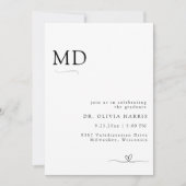 ミニマモダンリストタイポグラフィMD卒業 招待状 (正面)