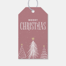 ミニマモダンリストダスティバラピンクメリークリスマス ギフトタグ