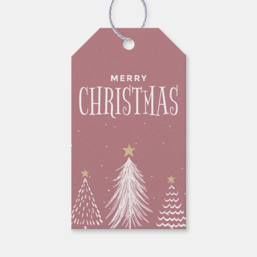 ミニマモダンリストダスティバラピンクメリークリスマス ギフトタグ (正面)
