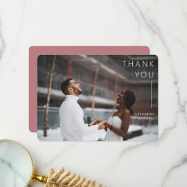 ミニマモダンリストダスティバラ結婚の写真感謝していY サンキューカード