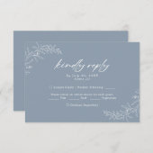 ミニマモダンリストダスティブルーウェディングRSVPカード 招待状 (正面/裏面)