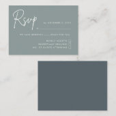 ミニマモダンリストダスティブルーウェディングRSVP エンクロージャーカード (正面/裏面)
