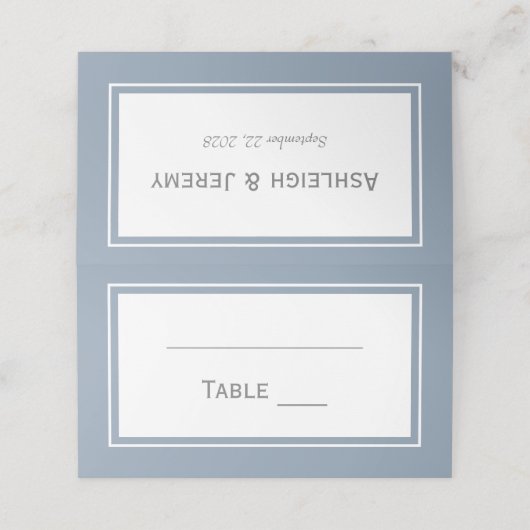 ミニマモダンリストダスティブルーグレイ結婚ズ プレイスカード (外部開封)