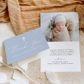 ミニマモダンリストダスティブルーフォトバプテスマ サンキューカード