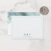 ミニマモダンリストダスティブルー金ゴールドカップルのモノグラム ノートカード (正面/裏面インサイチュ)