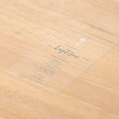 ミニマモダンリストダスティブルー《キリスト教》洗礼式や命名式バプテスマ アクリル招待状 (レイダウン)