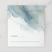 ミニマモダンリストダスティーブルー金ゴールドビーチ結婚式 プレイスカード (外部開封)