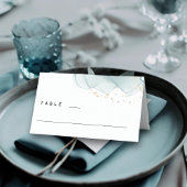 ミニマモダンリストダスティーブルー金ゴールドビーチ結婚式 プレイスカード