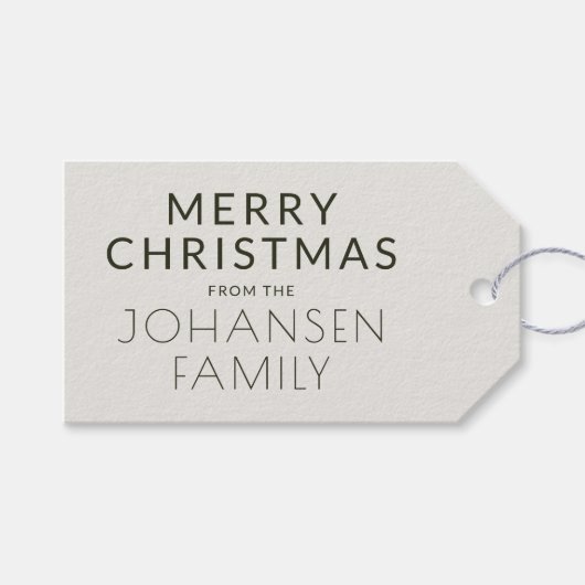 ミニマモダンリストダークグリーン"HO HO HO"休日 ギフトタグ (正面(横))