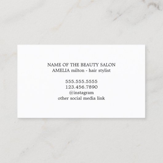 ミニマモダンリストダークフェイク金ゴールド美容師 名刺 (裏面)