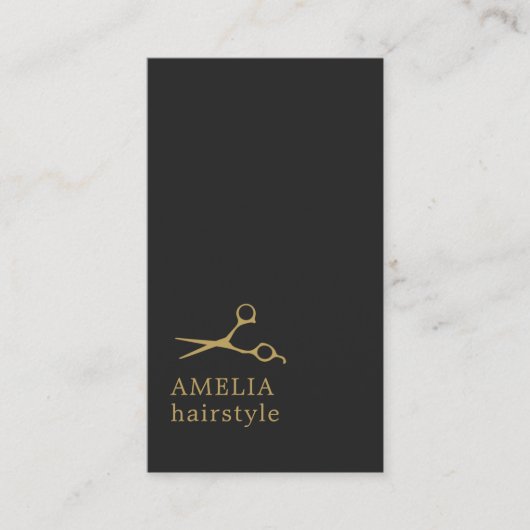 ミニマモダンリストダークフェイク金ゴールド美容師 名刺 (正面)
