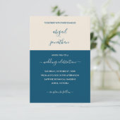 ミニマモダンリストティール（緑がかった色）クリーム結婚式招待状 招待状 (スタンド正面)