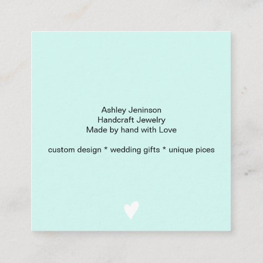 ミニマモダンリストティール(緑がかった色)ブルーのブロックの順序感謝していはあなた スクエア名刺 (裏面)