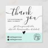 ミニマモダンリストティール(緑がかった色)ブルーのブロックの順序感謝していはあなた スクエア名刺 (正面)