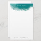 ミニマモダンリストティール（緑がかった色）水カラスプラッシュ 便箋 (正面/裏面)