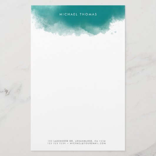 ミニマモダンリストティール（緑がかった色）水カラスプラッシュ 便箋 (正面)