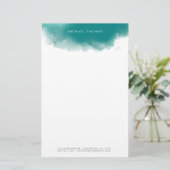 ミニマモダンリストティール（緑がかった色）水カラスプラッシュ 便箋 (スタンド正面)