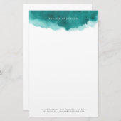 ミニマモダンリストティール(緑がかった色)水カラスプラッシュ 便箋 (正面/裏面)