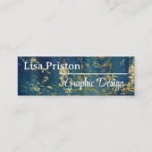 ミニマモダンリストティール(緑がかった色)金ゴールドDark QRコード スキニー名刺 (正面)