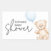 ミニマモダンリストテディベア赤ちゃんシャワーパーティー 長方形シール (正面)