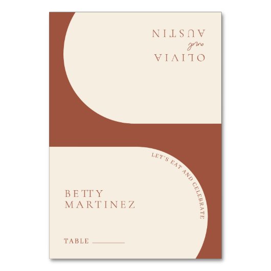 ミニマモダンリストテラコッタアー結婚チズゲスト テーブルナンバー (正面)