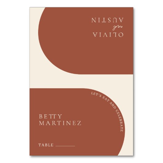 ミニマモダンリストテラコッタアー結婚チズゲスト テーブルナンバー (正面)